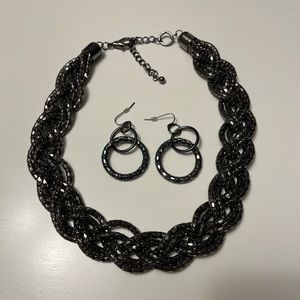 Braided necklace and matching earrings